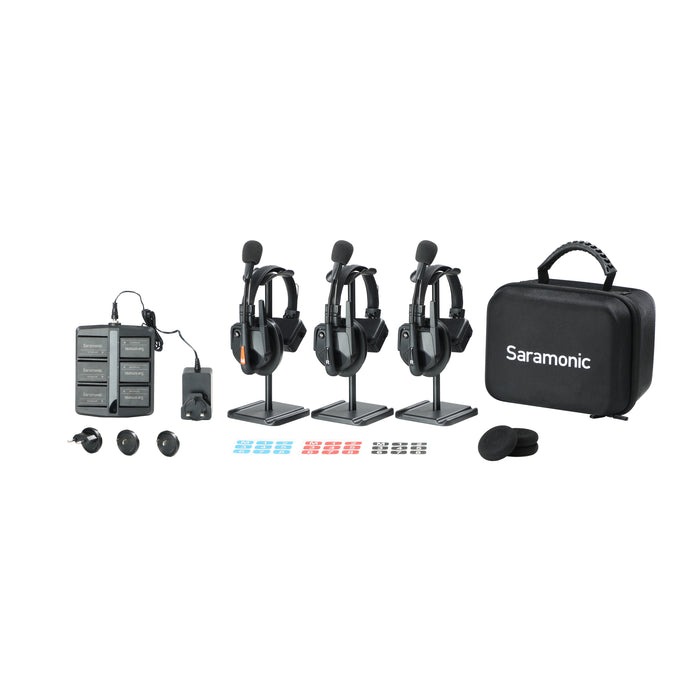 Saramonic 1.9GHz フルデュプレックスワイヤレスインカムシステム WiTalk9 シングルイヤーヘッドセット(3人用/ケース付き)