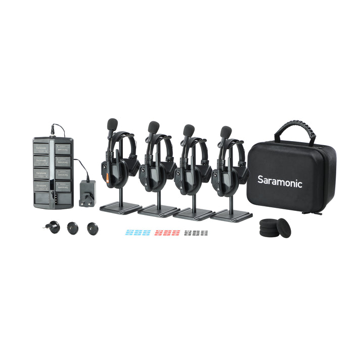 Saramonic 1.9GHz フルデュプレックスワイヤレスインカムシステム WiTalk9 シングルイヤーヘッドセット(4人用/ケース付き)