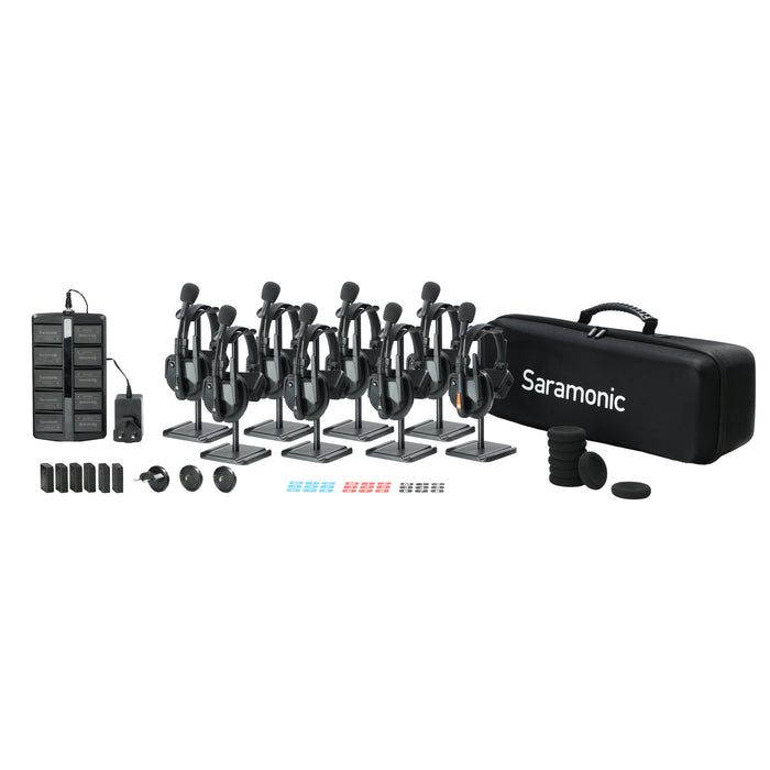 Saramonic 1.9GHz フルデュプレックスワイヤレスインカムシステム WiTalk9 シングルイヤーヘッドセット(8人用/ケース付き)