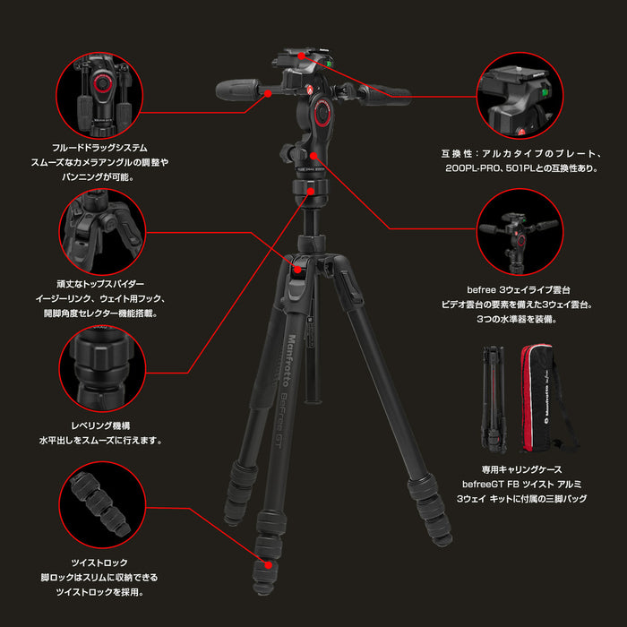 Manfrotto MKBFRTA4GTFB-3W befreeGT FB ツイスト アルミ 3ウェイ キット