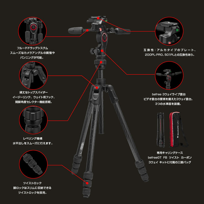 Manfrotto MKBFRTC4GTFB-3W befreeGT FB ツイスト カーボン 3ウェイ キット
