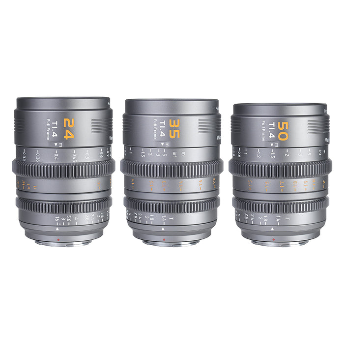SIRUI VP-1-3G マウント交換式シネマレンズ Vision Prime T1.4 Full Frame グレー 3本セット Eマウント(24mm/35mm/50mm/L/RF/Z交換マウントアダプター付)