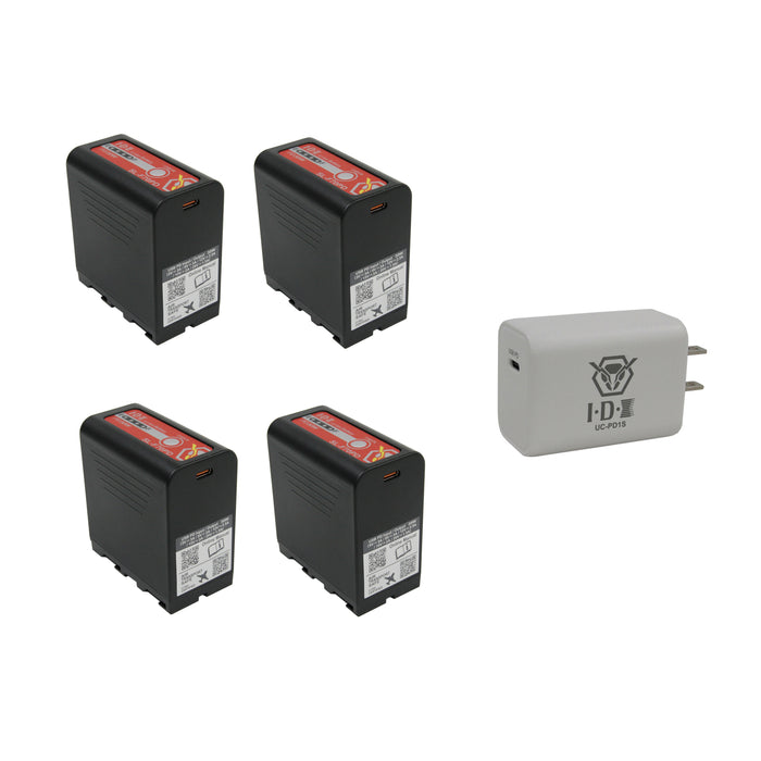 【キャンペーン】IDX SL-F70PD x4 + UC-PD1S SONY Lシリーズ7.2Vタイプリチウムイオンバッテリー 72Wh(7.2V/9.9Ah) + USB PD充電器