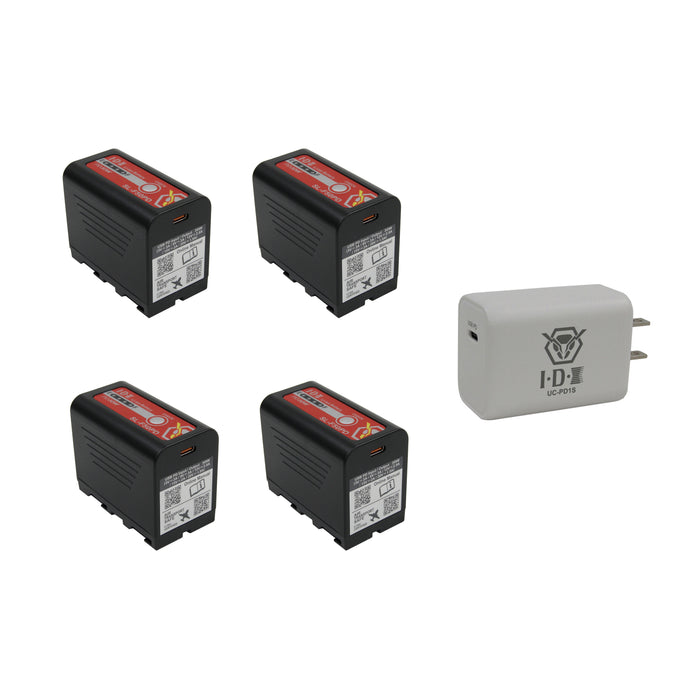 【キャンペーン】IDX SL-F50PD x4 + UC-PD1S SONY Lシリーズ 7.2Vタイプリチウムイオンバッテリー 49Wh(7.27V/6.62Ah) + USB PD充電器