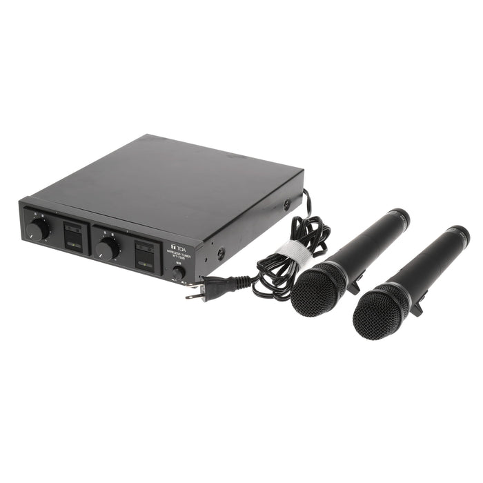 【中古品】TOA WT-750B + WM-1220×2 ダイバシティワイヤレスチューナーマイク2波セット