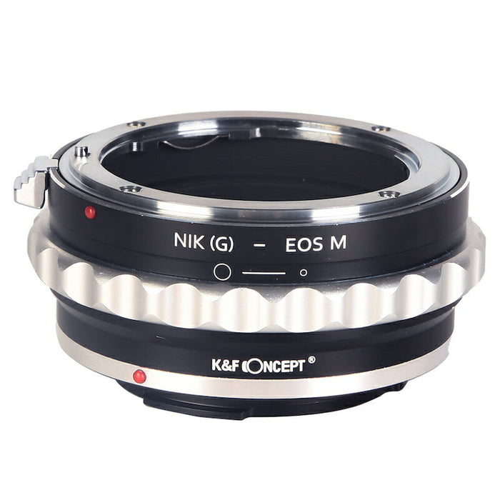 K&F CONCEPT KF-NGEM レンズマウントアダプター KF-NGEM(ニコンFマウント(Gタイプ対応)マウントレンズ → キヤノンEF-Mマウント変換) 絞りリング付き