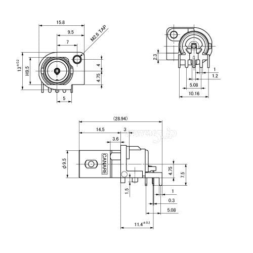 CANARE BCJ-BPLHA(20) 75ΩBNC型リセプタクルライトアングル 20個