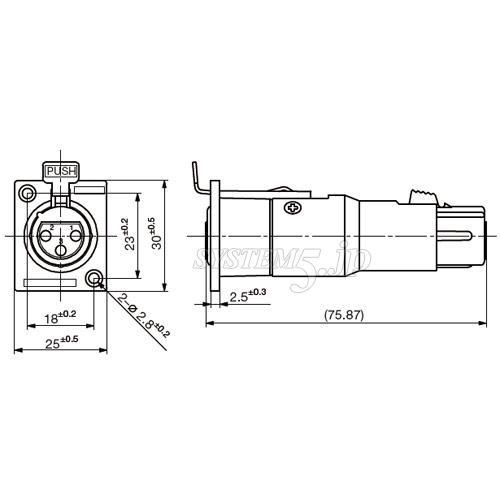 CANARE XJ3F-P3FA XLR型角型フランジ付中継コネクタ XLR3メス-XLR3メス