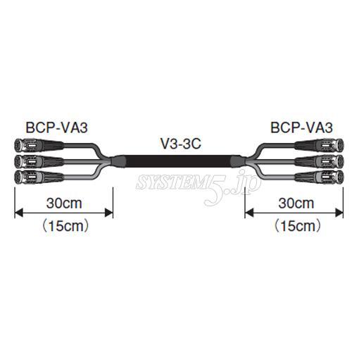 CANARE 3VS10A-3C 10M ブーツ付き BNCマルチケーブル BNC(オス)×3- BNC(オス)×3 10m