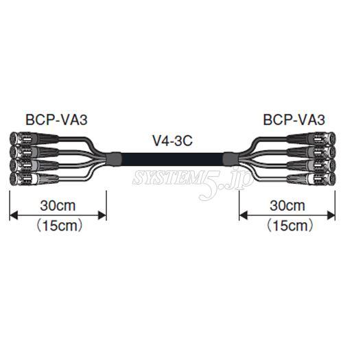 CANARE 4VS08A-3C 8M ブーツ付き BNCマルチケーブル BNC(オス)×4- BNC(オス)×4 8m