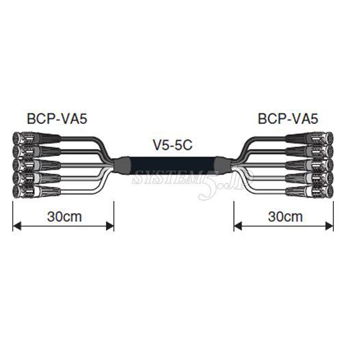 CANARE 5VS10A-5C 10M ブーツ付き BNCマルチケーブル BNC(オス)×5- BNC(オス)×5 10m