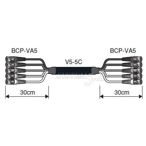 CANARE 5VS20A-5C 20M ブーツ付き BNCマルチケーブル BNC（オス）×5- BNC（オス）×5 20m