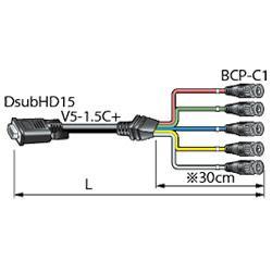 CANARE 5VDS05A-1.5C VGAケーブル 高密度Dsub15P(オス)-BNC(オス) 5m