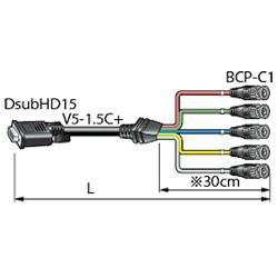 CANARE 5VDS05A-1.5C VGAケーブル 高密度Dsub15P（オス）-BNC（オス） 5m