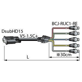 CANARE 5VDS10A-J1.5C VGAケーブル 高密度Dsub15P(オス)-BNC(メス) 10m