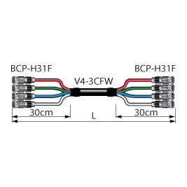 CANARE 4VS10-3CFWH 10M BLK BNCマルチケーブル BNC(オス)×4- BNC(オス)×4 10m 黒