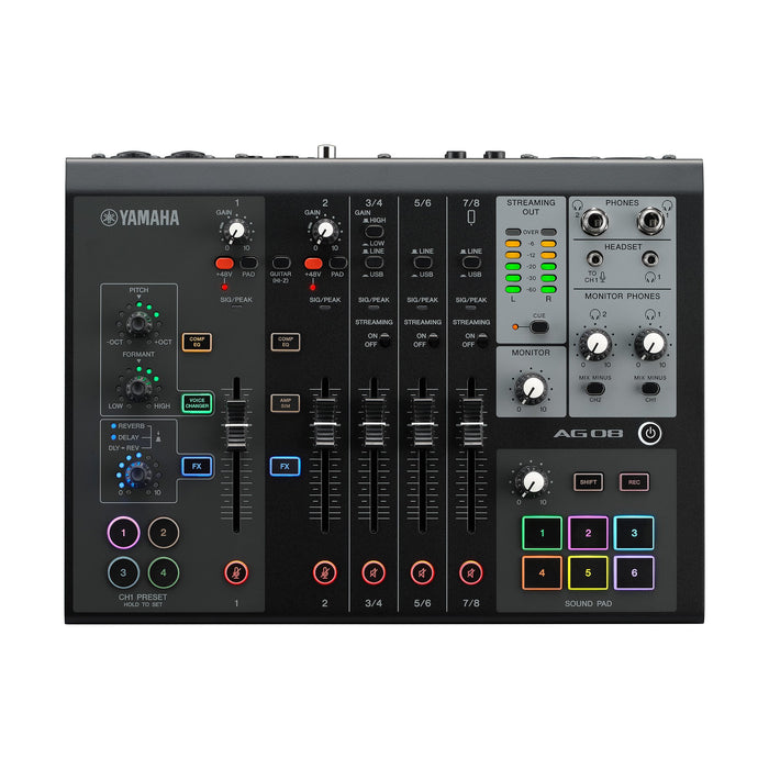 YAMAHA AG08 B 8チャンネルライブストリーミングミキサー(ブラック)