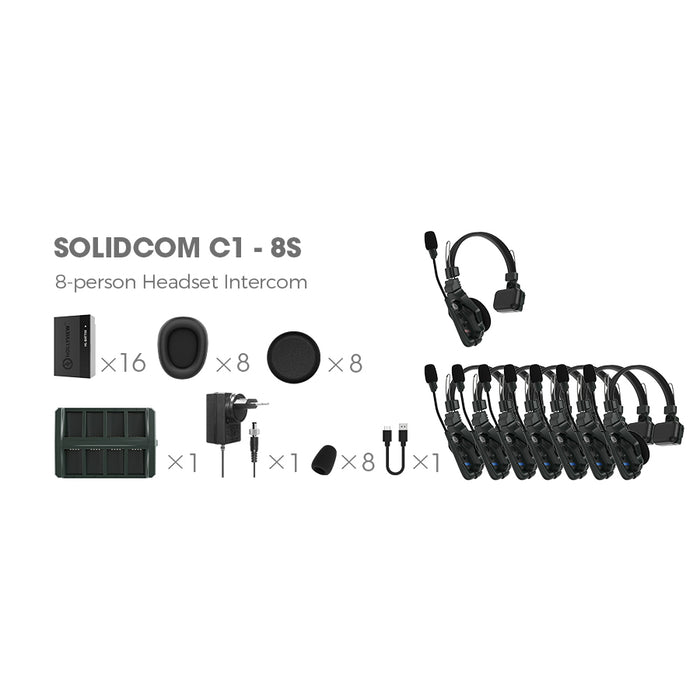 Hollyland Solidcom C1-8S ワイヤレスインカムヘッドセット(8人用)