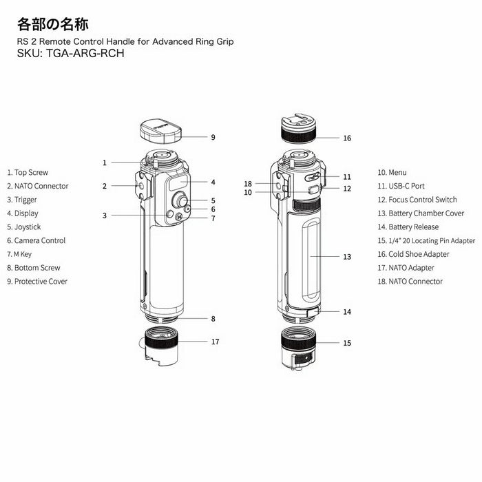 Tilta TGA-ARG-RCH アドバンスド リンググリップ用 RS 2リモートコントロールハンドル