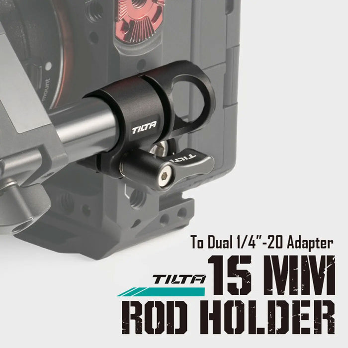 Tilta TA-15RH-D1420-B 15mm Rod Holder to Dual 1/4 -20 Adapter - Black