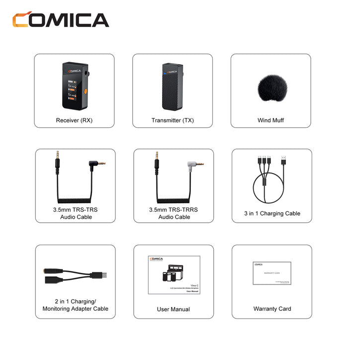 COMICA Vimo C1 Vimo C1 2.4Gデュアルチャンネル ミニワイヤレスマイク