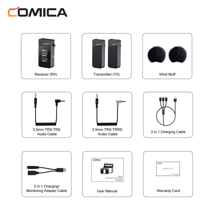 COMICA Vimo C2 Vimo C2 2.4Gデュアルチャンネル ミニワイヤレスマイク