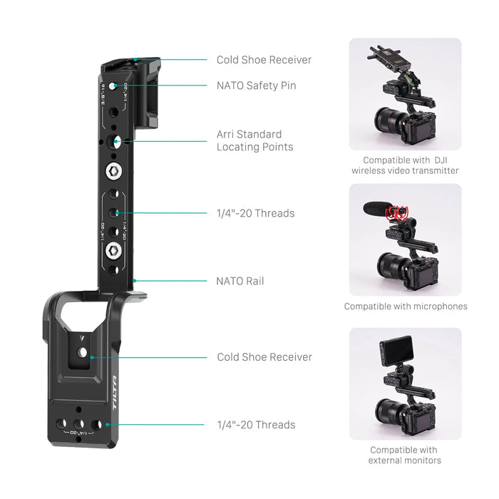 Tilta TA-T13-XLR-TG XLR Extension Bracket for Sony FX3- Titanium Gray