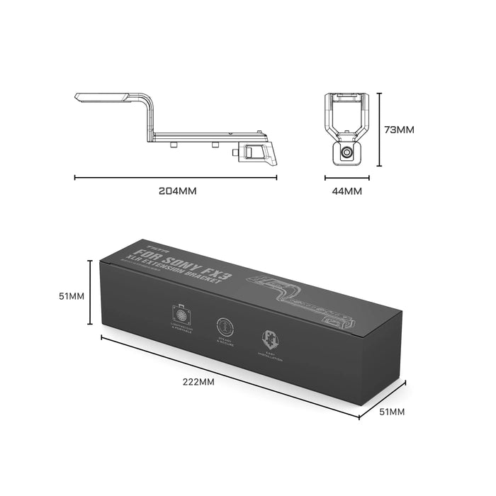 Tilta TA-T13-XLR-B XLR Extension Bracket for Sony FX3 - Black