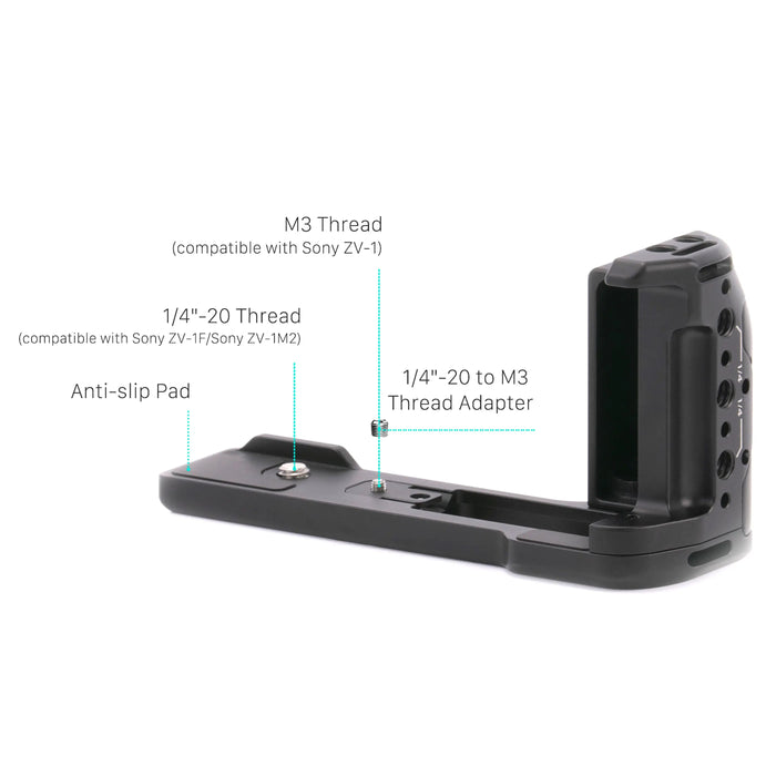 Tilta TA-T49-MBG-B Mounting Baseplate with Grip for Sony ZV-1/ZV-1F /ZV-1M2- Black