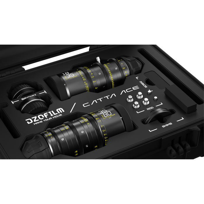 DZOFilm DZO-FFCattaA1-BUNDLE Catta Ace Zoom シネマズームレンズ バンドル PL/EFマウント18-35mm&35-80mm T2.9 ブラック 保護ケース付き