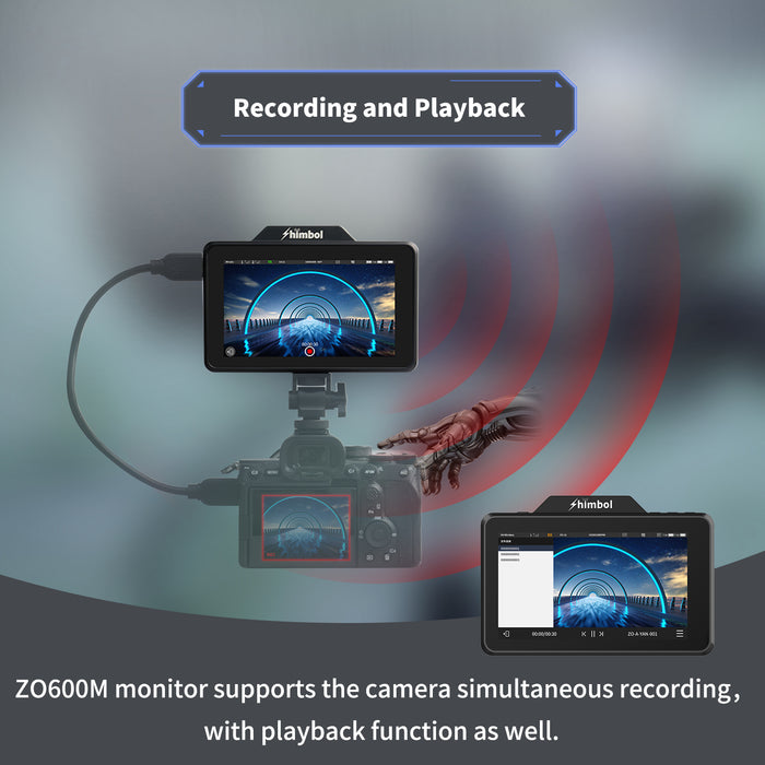Shimbol ZO600M 5.5インチ ワイヤレスHDMIタッチスクリーンレコーダー/モニター