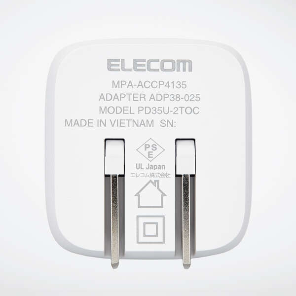 ELECOM MPA-ACCP4135WH USB Power Delivery 35W キューブAC充電器(C×2)