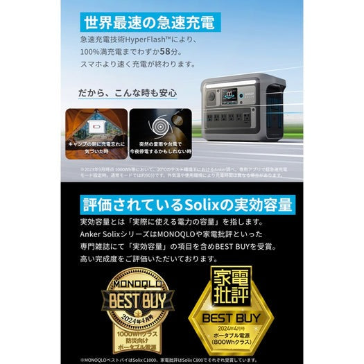 Anker A17615Z1 Anker Solix C1000 Portable Power Station ダークグレー