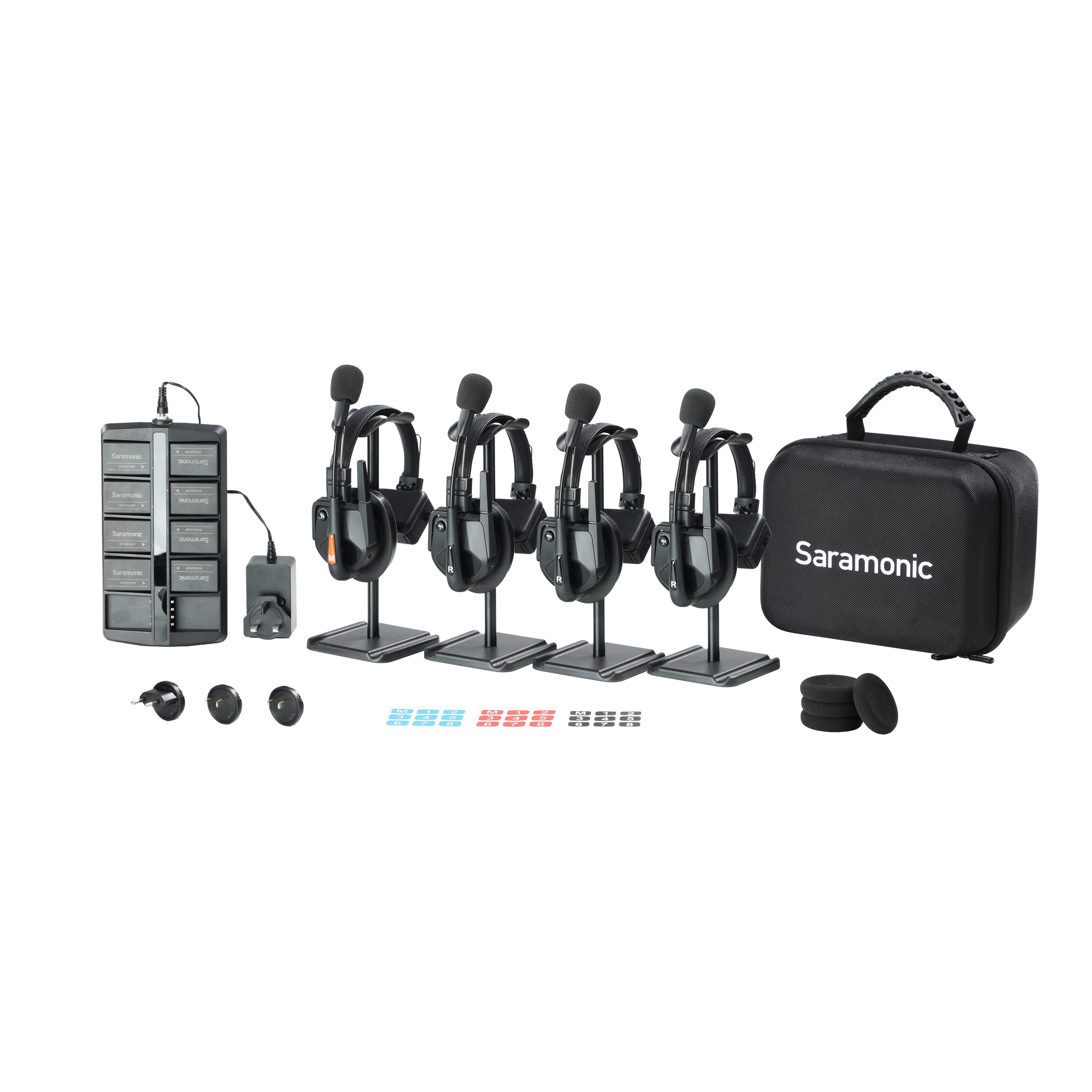 Saramonic 1.9GHz フルデュプレックスワイヤレスインカムシステム WiTalk9 シングルイヤーヘッドセット(4人用/ケース付き)