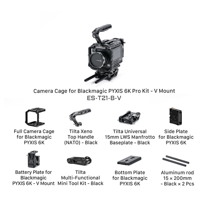 Tilta ES-T21-B-V Camera Cage for Blackmagic PYXIS 6K Pro Kit - V Mount