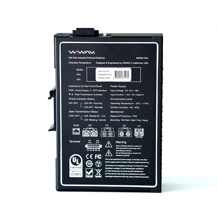 WIWAV WDH-16GT-DC 10/100/1000Mbps 16ポートギガビット産業用イーサネットスイッチ
