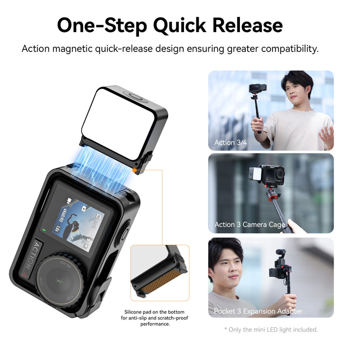 Ulanzi L042GBB1 LM18ミニLEDビデオライト DJI Osmo Action 3/Osmo Action 4/Osmo Pocket 3/Osmo Pocket 4対応