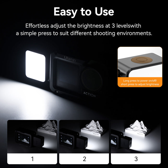 Ulanzi L042GBB1 LM18ミニLEDビデオライト DJI Osmo Action 3/Osmo Action 4/Osmo Pocket 3/Osmo Pocket 4対応