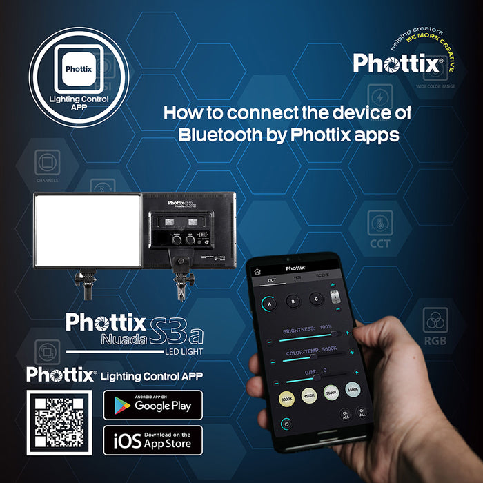 Phottix Nuada S3a LED Light Twin kit Set パネル型LEDスタジオライトツインキット(Bluetooth機能搭載)