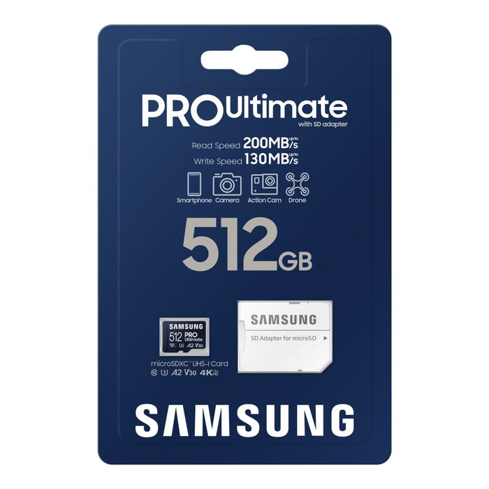 Samsung MB-MY512SA-IT microSD PRO Ultimate 512GB Class 10/U3/V30/A2(UHS-I)