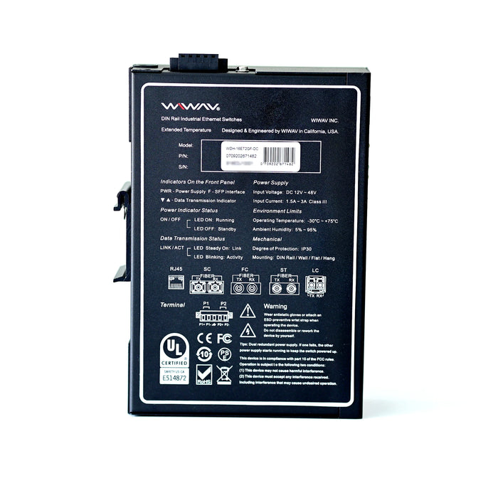 WIWAV WDH-16ET2GF-DC 10/100Mbps 18ポート産業用イーサネットスイッチ
