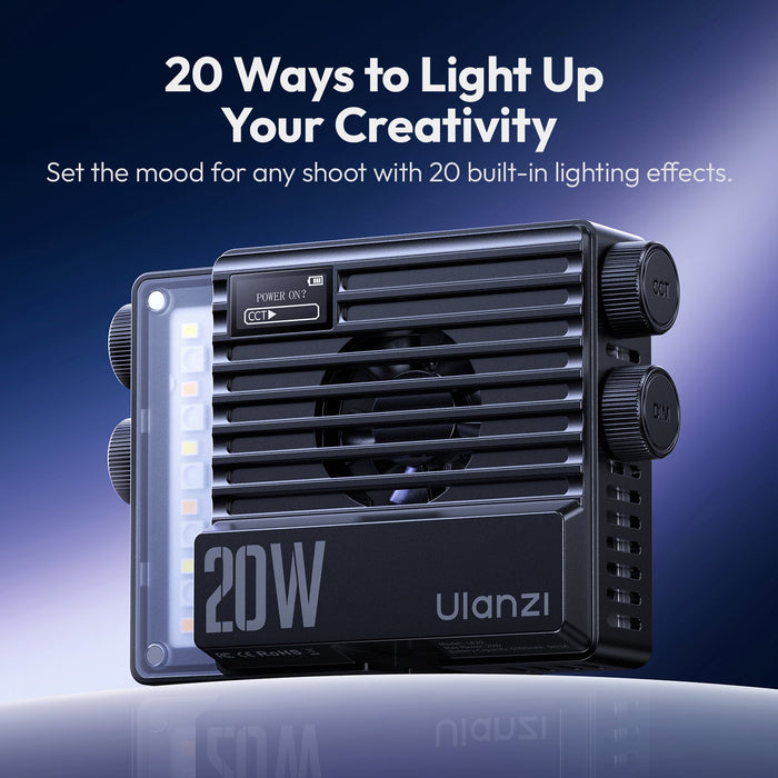 【箱潰れ品】Ulanzi L090 LE20 20W RGBポケットライト ブラック