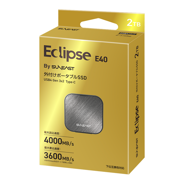 SUNEAST SE-PS002T2LEL1BF ポータブルSSD Eclipse E40 2TB black
