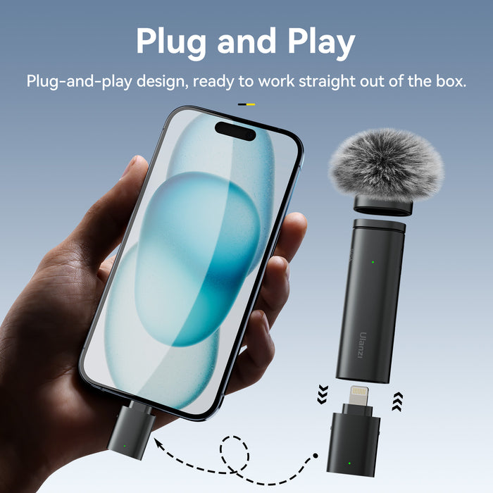 Ulanzi 3319A WM-10 ワイヤレスクリップオンマイクロホン スマートフォン/タブレット用