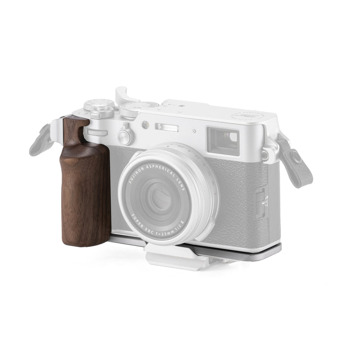 Tilta TA-T70-WG-S Mounting Baseplate with Wooden Grip for Fujifilm X100VI - Silver