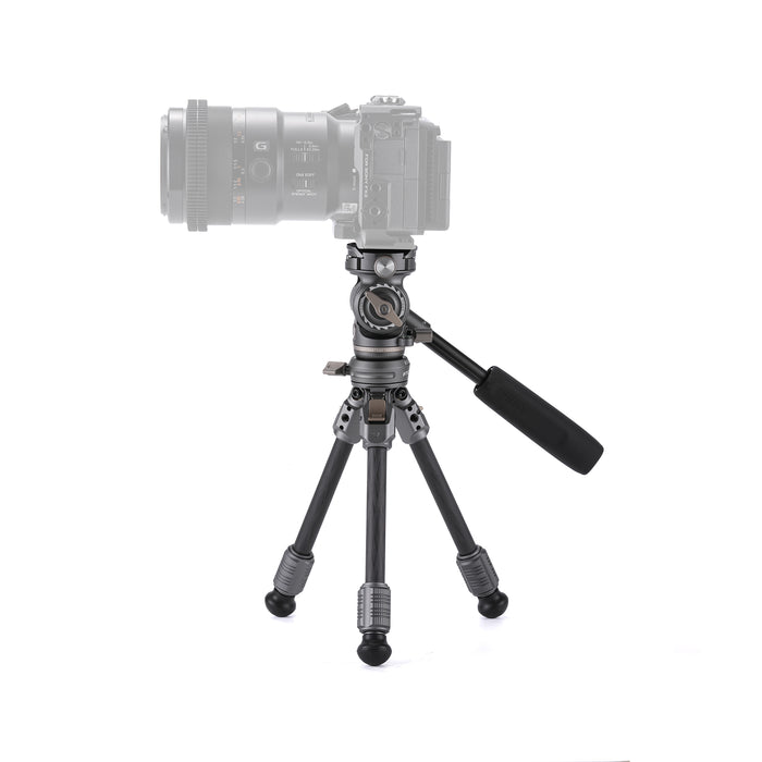 Tilta TT-VT03-FB-SG Tilta Tabletop Video Fluid Head with 1-Stage Carbon Fiber Tripod Legs (3KG) - Space Gray