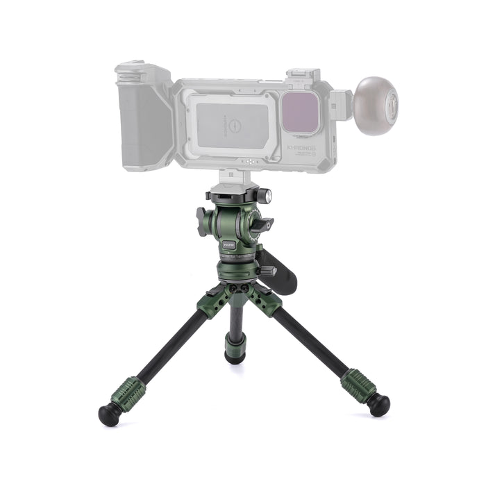 Tilta TT-VT03-FB-FG Tilta Tabletop Video Fluid Head with 1-Stage Carbon Fiber Tripod Legs (3KG) - Forest Green