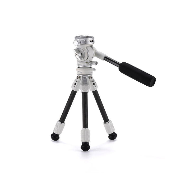 Tilta TT-VT03-FB-SW Tilta Tabletop Video Fluid Head with 1-Stage Carbon Fiber Tripod Legs (3KG) - Snow White