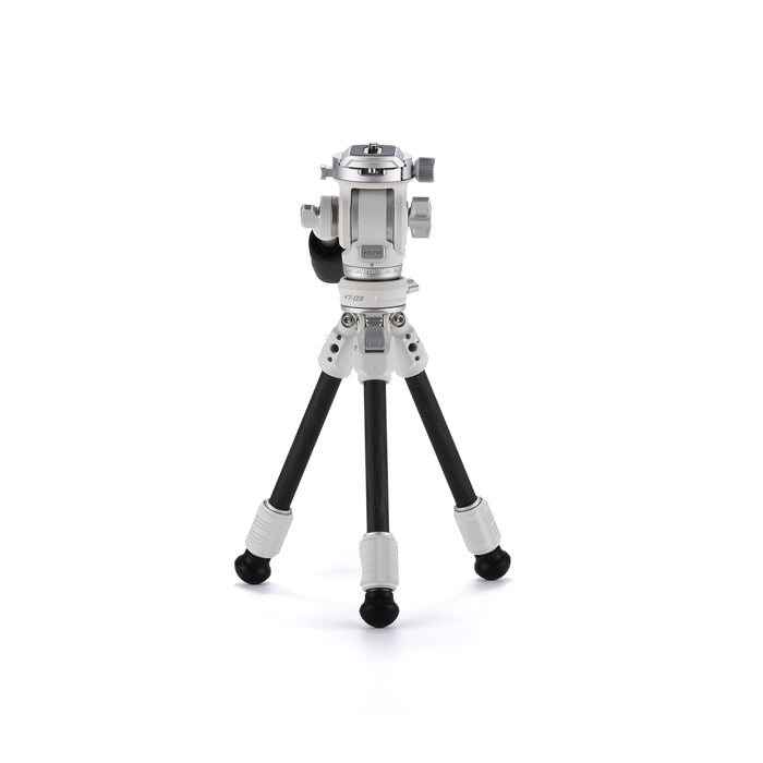 Tilta TT-VT03-FB-SW Tilta Tabletop Video Fluid Head with 1-Stage Carbon Fiber Tripod Legs (3KG) - Snow White