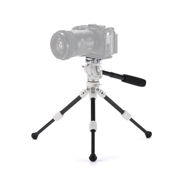 Tilta TT-VT03-FB-SW Tilta Tabletop Video Fluid Head with 1-Stage Carbon Fiber Tripod Legs (3KG) - Snow White